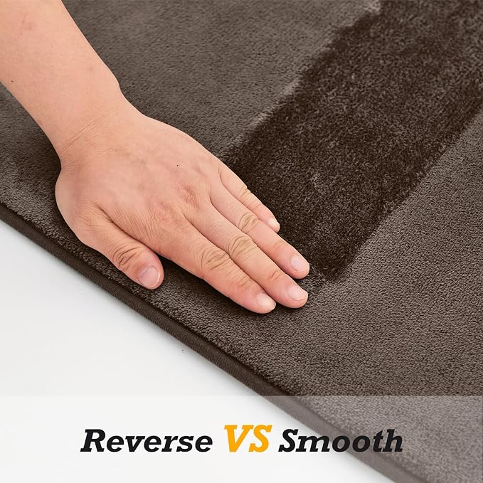 HUXMEYSON Bathroom Rugs Sets 3 Piece, Non-Slip & Quick Dry Bath Mat Set, Ultra Soft Velvet Bath Rugs for Bathroom, Toilet and Shower Floor, Brown