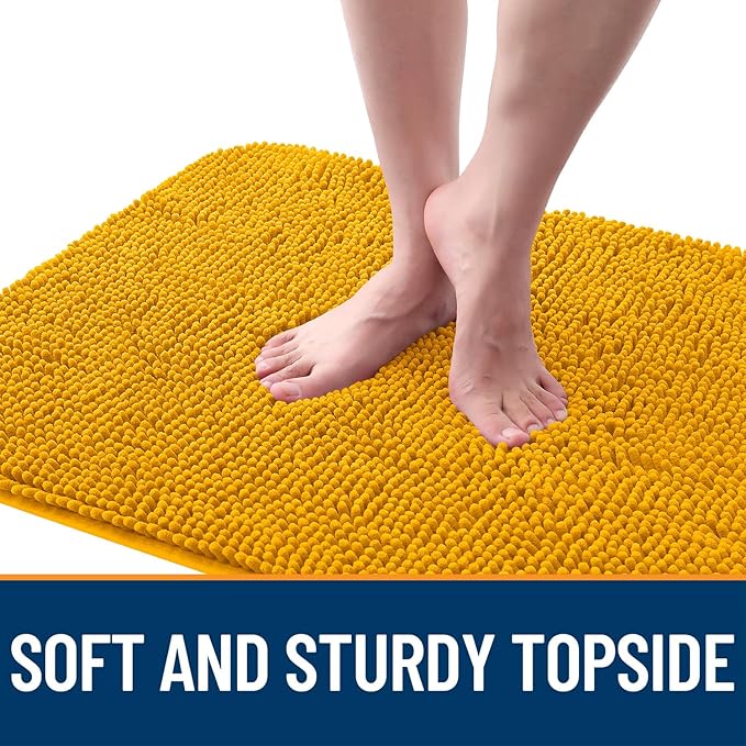 OLANLY Dog Door Mat for Muddy Paws 54x24, Absorbs Moisture and Dirt, Absorbent Non-Slip Washable Doormat, Quick Dry Chenille Mud Mat, Entry Indoor Entryway Carpet for Inside Floor, Golden Yellow