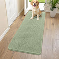 Smiry Dog Door Mat for Muddy Paws 59x24, Absorbent Dirt Trapper, Non-Slip Washable Chenille Entryway Rug for Inside Floor, Sage Green, Classic Solid
