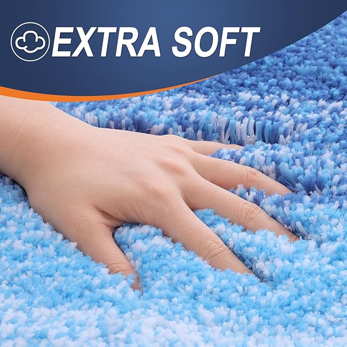 OLANLY Bathroom Runner Rugs Mat 70x24, Extra Soft Absorbent Microfiber Bath Rugs, Rubber Backing, Quick Dry, Long Bath Mats for Bathroom, Tub and Shower, Home Decor Accessories, Light Royal Blue
