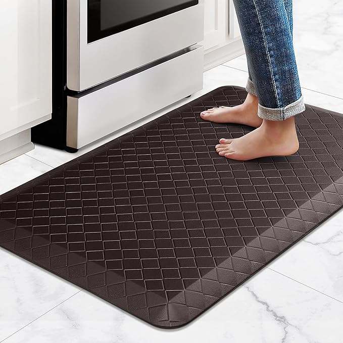 HappyTrends Kitchen Floor Mat - 4/5 Inch Thick Anti-Fatigue Kitchen Rug,Waterproof Non-Slip Kitchen Mats and Rugs Heavy Duty Ergonomic Comfort Rug for Kitchen,Office,Sink,Laundry,(22"x36", Chocolate)