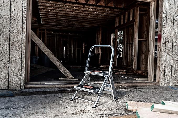 Little Giant Ladders, Safety Step, 2-Step, 2 foot, Step Stool, Aluminum, Type 1A, 300 lbs weight rating, (10210BA), Gray