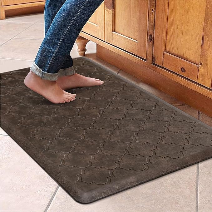 WISELIFE Kitchen Mat Cushioned Anti Fatigue Floor Mat,20"x32", Thick Non Slip Water Resistant Kitchen Rugs and Mats,Heavy Duty Foam Standing Mat for Kitchen,Floor,Home,Desk,Sink, Brown