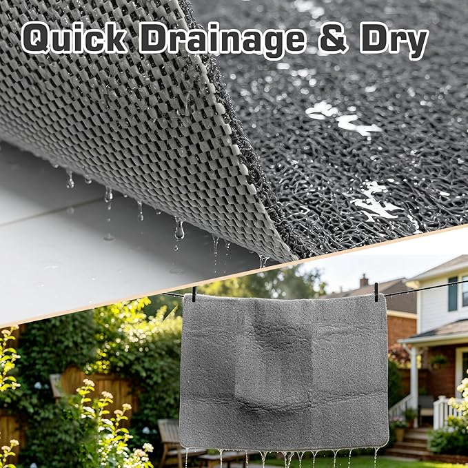 58x44 Extra Large Shower Mat, Non Slip Shower Mats for Inside Shower, Bathtub Mat Non Slip, Soft PVC Loofah Anti Slip Shower Stall Mat for Bathroom & Wet Area, Quick Drying, Grey