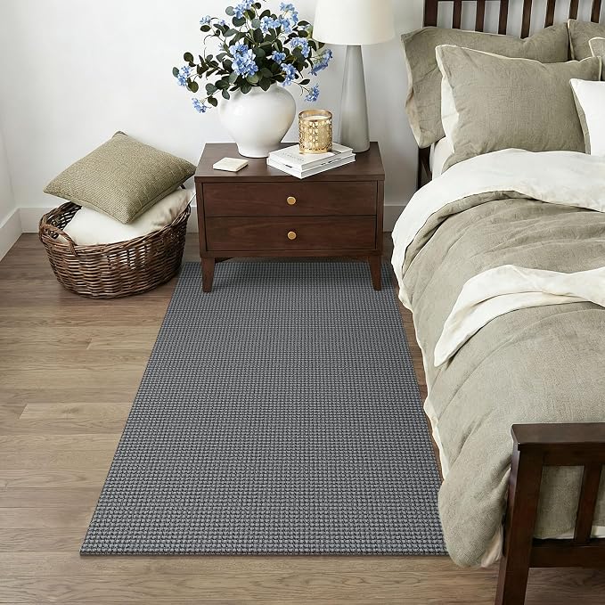 KOZYFLY Rugs for Entryway 3x5 ft Washable Area Rug Non Slip Rubber Backed Entry Rug Woven Indoor Door Mat Cotton Kitchen Rugs Floor Carpet for Entryway, Foyer, Backdoor, Grey/Dark Grey