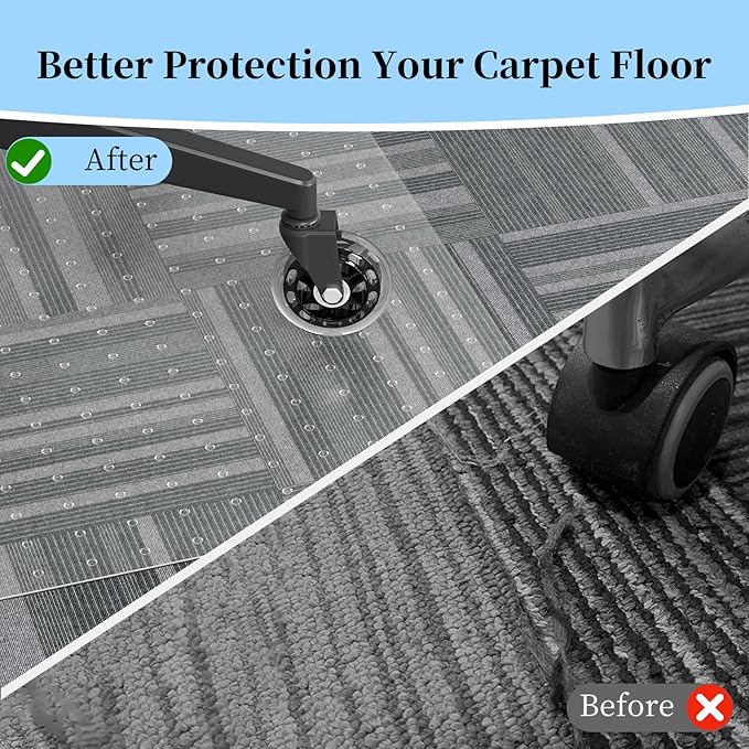 Tonaus Office Chair Mat for Carpet, 48"×60" Transparent Carpet Floor Protector Cover Rug Mat with Non-Slip Studded, 2.2mm Thick Heavy Duty for Home Computer Desk Rolling Chair Carpets Low Pile