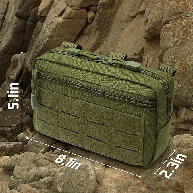 2 Pack 1000D Laser Cut Molle Pouches - Tactical Compact Water-Resistant Utility Admin Pouch for Vest Backpack Duty Belt Tactical Vests