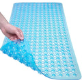 TEESHLY Bath Mat for Tub & Shower, Non Slip Soft Bathmat with Suction Cups & Drain Holes, Machine Washable Bathtub Floor Liner Mats for Bathroom, 35x16 Inch, Clear Blue