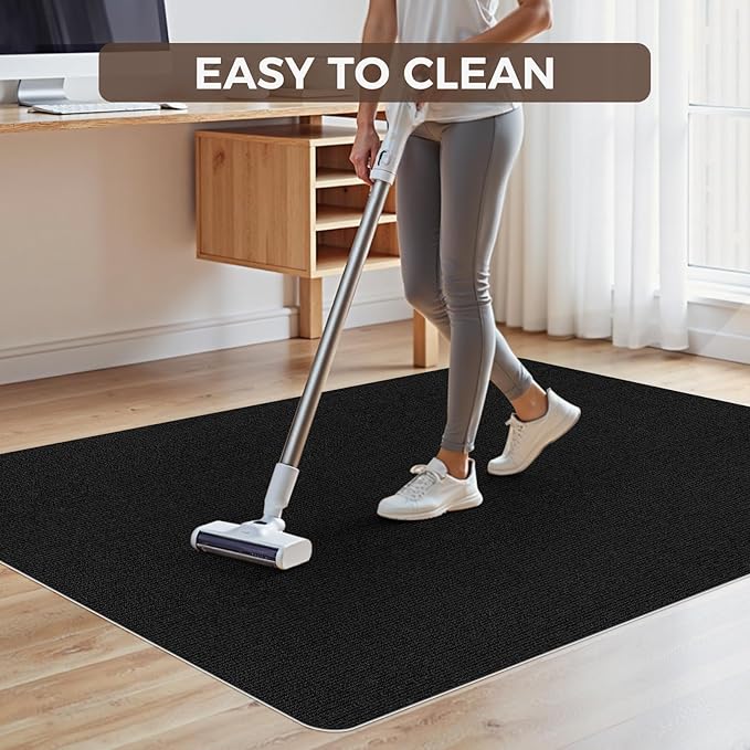 Office Chair Mat for Hardwood Floor 36x55 Inch, Non-Slip Rolling Chair Mat, Flat Lay Floor Protector for Wood Tile Laminate, Anti-Slip Sound Absorbing(Black)