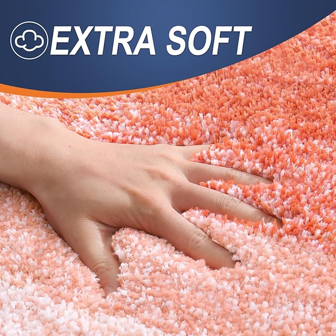OLANLY Bathroom Runner Rugs Mat 59x24, Extra Soft Absorbent Microfiber Bath Rugs, Rubber Backing, Quick Dry, Washable Long Bath Mats for Bathroom Floor, Tub and Shower, Home Decor Accessories, Coral