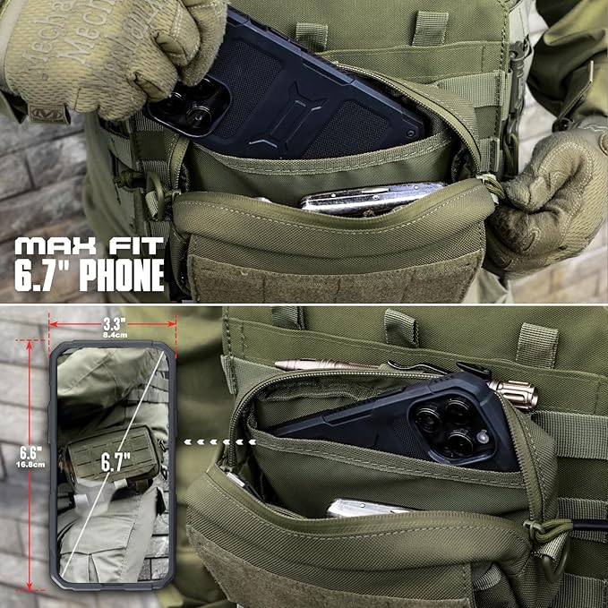 WYNEX Tactical Molle Admin Pouch,Tactical EDC Bag Utility Laser Cut EDC Tool Pouch Bag Annexes with American Flag