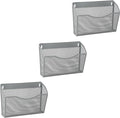 EASEPRES 3 Single Pocket Mesh Hanging File Organizer, Vertical Wall Mounted Magazine File Holder, Mount Basket Mail Paper Document Folder Organizing for Office, Home and School, Gray