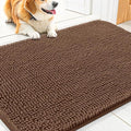 Smiry Dog Door Mat for Muddy Paws 30x20, Absorbent Dirt Trapper, Non-Slip Washable Chenille Entryway Rug for Inside Floor, Mocha, Classic Solid