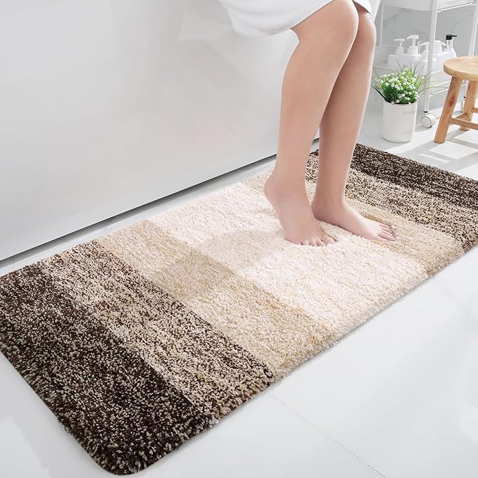 OLANLY Large Bathroom Rugs Mat 45x27, Extra Soft Absorbent Microfiber Bath Rugs, Rubber Backing, Quick Dry, Washable Bath Mats for Bathroom Floor, Tub and Shower, Home Decor Accessories, Light Brown