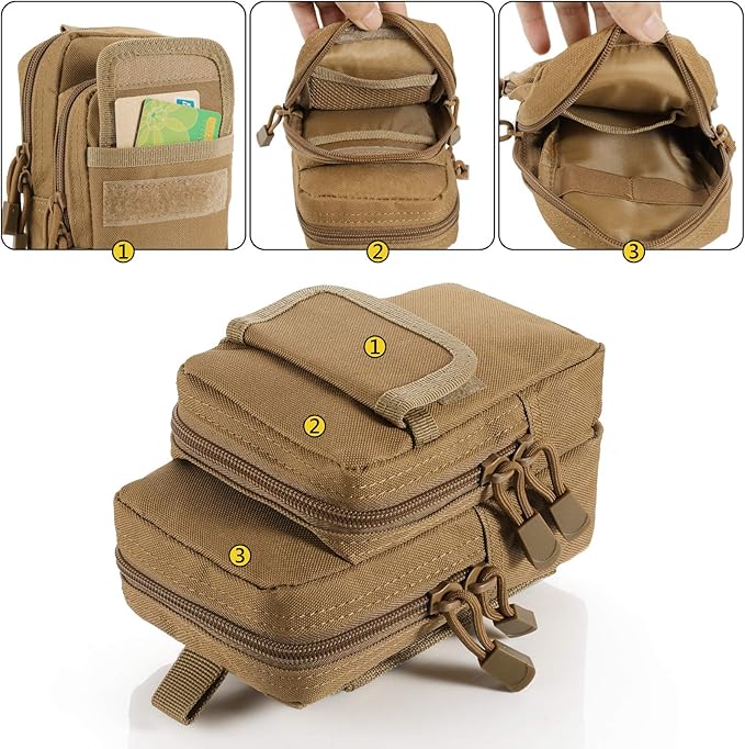 FRTKK 2 Pack Molle Pouches - Tactical Compact Water-Resistant EDC Pouch Bag Small Utility Pouch