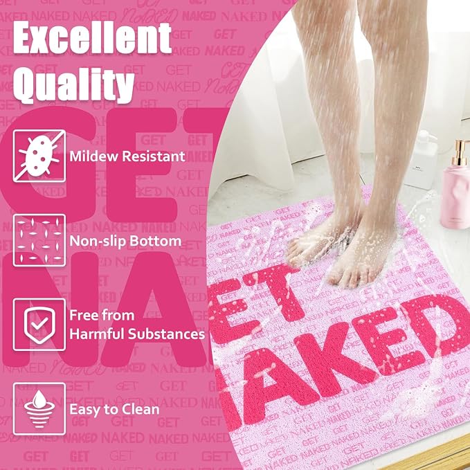 Shower Mat Bathtub Mat Non-Slip - 24x32 Inch Soft Comfortable Bath Mat with Drainage Holes - PVC Loofah Massage Bathmat for Shower, Tub, Bathroom, Wet Areas - Quick Drying & Easy Cleaning