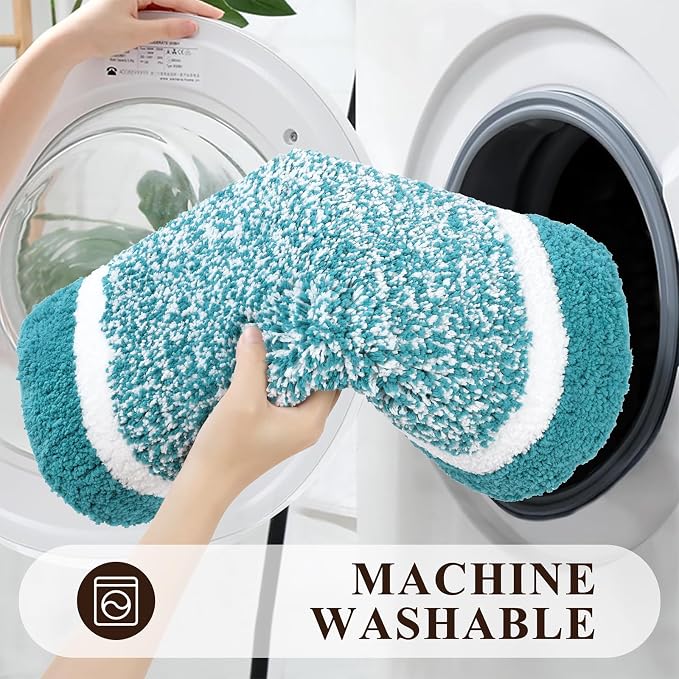 Pauwer Bathroom Sets, Non Slip Bath Mats, Absorbent Shower Rugs for Bathroom Floor, Tub and Shower, Aqua Blue