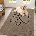 Smiry Dog Door Mat for Muddy Paws, Absorbent Dirt Trapper Non Slip Quick Dry Washable Chenille Mat for Mud Dogs, Entry Rug for Indoor and Outdoor (47x32 Inches, Camel and Black)