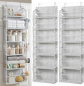 HOMELUX THEORY UPGRADED 6 Tiers Over The Door Organizer Hanging - 100D EXTRA THICK & 50lbs HUGE CAPACITY, 12 Side Mesh Pockets Over The Door Shoe Organizer, Hanging Closet Organizer (Transparent, 2pc)