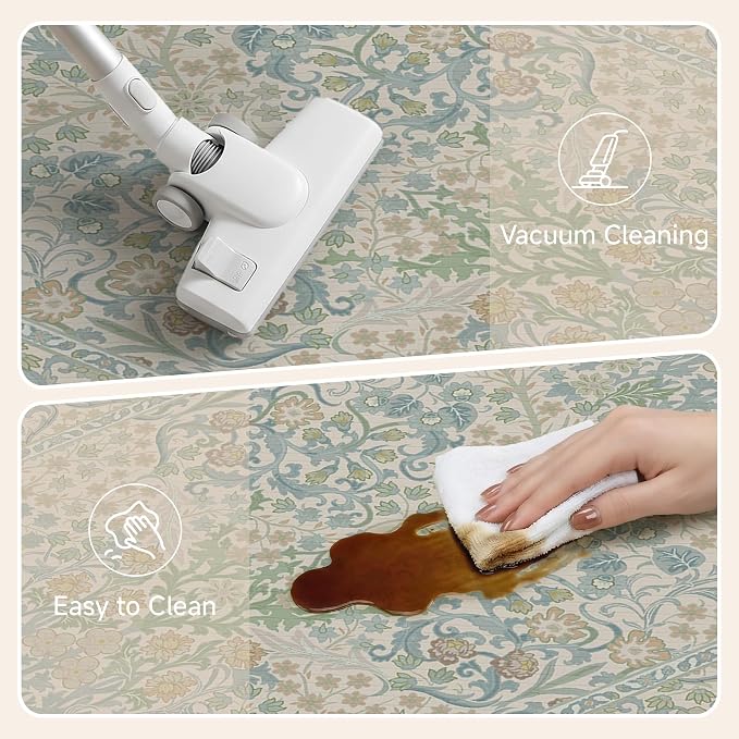Kitchen Mats for Floor Thick Anti Fatigue Waterproof Vintage Spring Floral Kitchen Rugs 2PCS Cushioned Non Blue Comfort Standing Mats for Sink Laundry Office 17.3"×47"+17.3"×30"