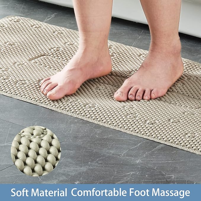 Webos Soft Bathtub Mat Non Slip: Memory Foam Shower Mat with Suction Cups for Bathroom Inside Tub 40X16Inch (Taupe)