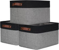 Bagnizer Storage Bins Large Fabric Storage Baskets for Shelves 3 Pack, Decorative Linen Closet Baskets with Handles for Organizing, Shelf, Clothes, Home, Office, 15x11x9.5Inches (Grey&Black)