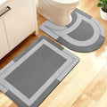 ACCUMTEK Non Slip Bath Mat, Thin Bathroom Rugs Fit Under Door, Quick Dry Bath Mats, Machine Washable Bath Rugs for Bathroom, Bathtub & Kitchen, Grey/Bordered/24 x17+ 24"x20" Contour Rug