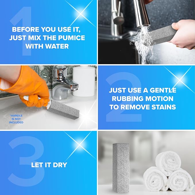 DISIWENE Pumice Cleaning Stone with Handle Toilet Bowl Cleaner Hard Water Ring Remover for Bath/Pool/Kitchen/Household Cleaning (6, 6 Pack (No Handle))