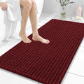 OLANLY Long Bathroom Rugs Runner 47x24, Thick Soft and Absorbent Chenille Bath Mat, Non-Slip, Machine Washable Quick Dry Bath Rugs for Tub Shower Floor, Home Decor Accessories, Burgundy