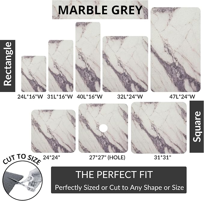 Non Slip Bathtub Mat Shower Mat for Tub - Loofah Bath Mats for Bathroom - 40x16 Bathtub Floor Mat - Textured Anti Slip Bath Mat Without Suction Cups - Secure Mat for Wet Areas (40x16 Marble Gray)