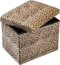 ALASDO Ottoman Storage Ottoman Footrest Stool Foldable Foot Rest Footstool Bench for Living Room 17x13x13inches Leopard Print
