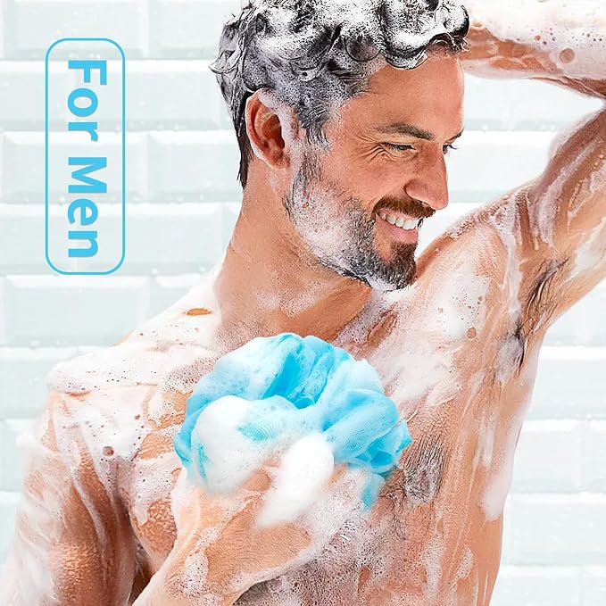 BCKENEY Bath Loofah Shower Sponge Body Back Scrubber Soft Mesh Shower Puffs Exfoliating Loofa for Women & Men Bath Accessories Cleaning Tool (4Pack 60G Loofah Sponge, Forest Fairy)
