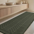 Extra Large Waffle Bath Mat, Boho Woven Modern Bath Rug Absorbent Non Slip, Ultra Soft Bathroom Mats, Machine Washable Knit Bath Rugs with Herringbones for Bathroom, Bedroom, Shower, 6'x2', Dark Green