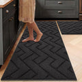 hicorfe Kitchen Runner Rugs and Mats Sets,2 Pieces Absorbent Non-Slip Kitchen Rug,Comfort Kitchen Mat for Floor,Washable for Kitchen,Hallway,Office,Sink,Laundry(20"x48"+20"x32",Charcoal)