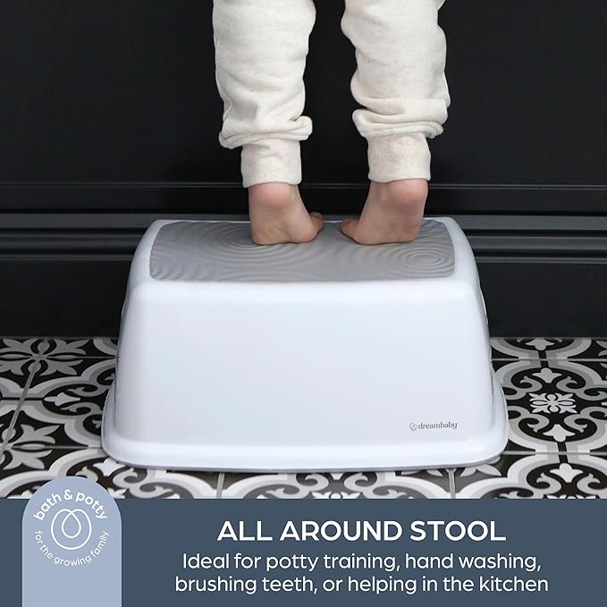 Dreambaby Toddler & Me Step Stool Potty Seat Training Aid with Anti-Slip Sure-Grip Steps, Holds up to 320 lbs for Kids & Adults, Grey