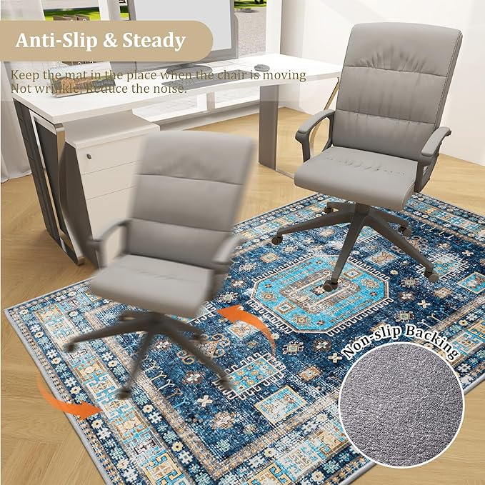 Office Chair Mat for Hardwood Floor, 72"x48" Easy Glide Computer Desk Mat Protector for Rolling Chair Under Desk Rug Nonslip Backing, Machine Wash, (Modern)