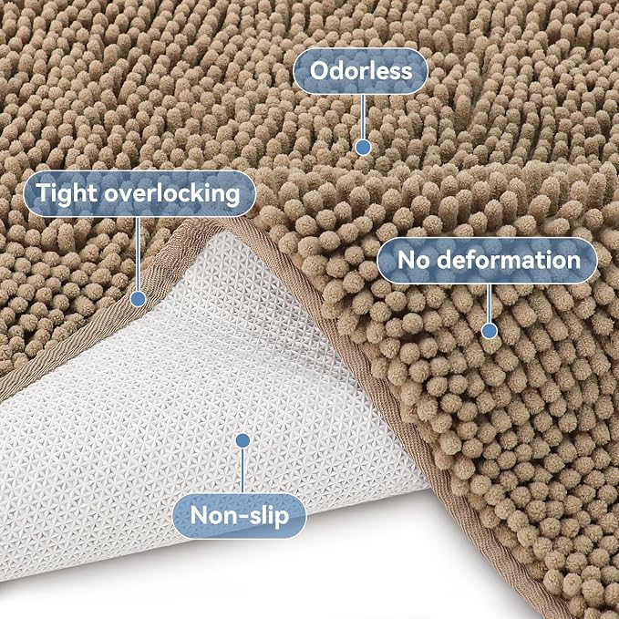 Bcoimo Long Bathroom Rug 70" x 24", Absorbent Non Slip Bath Mat, Washable Quick Dry Bathroom Runner Rug for Shower, Tub, Sink and Vanity