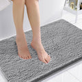 Smiry Luxury Chenille Bathroom Rugs 36x24, Extra Soft and Absorbent Shaggy Bath Mat, Machine Washable, Non-Slip Plush Carpet Runner for Tub, Shower, and Floor, Home Decor Accessories, Grey