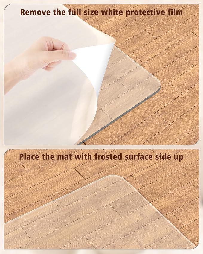 Soimeat Hard Frosted Office Chair Mat for High Pile Carpet and Hardwood Floor, 32" x 55" Anti-Slip Computer Rolling Chair Mat, Heavy Duty Chair Pad Under Desk Carpeted Floor Protector for Home, 1 PCS