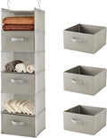 MAX Houser 6 Tier Shelf Hanging Closet Organizer, Closet Hanging Shelf with 2 Sturdy Hooks for Storage, Foldable (Light Grey-D3)