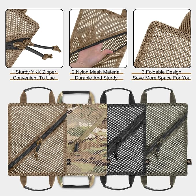 PETAC GEAR Tactical Storage Mesh Pouch Set,Insert Modular Utility Admin Pockets,Travel Organizer EDC Bag