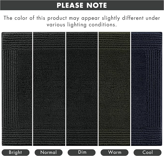 Madison Park Splendor Reversible 100% Cotton Tufted Bathroom Rug-3000 GSM Hotel Quality Luxurious Plush Medium Pile Bath Mat Absorbent, Quick Dry, Shower Room Décor, 17x24 Black