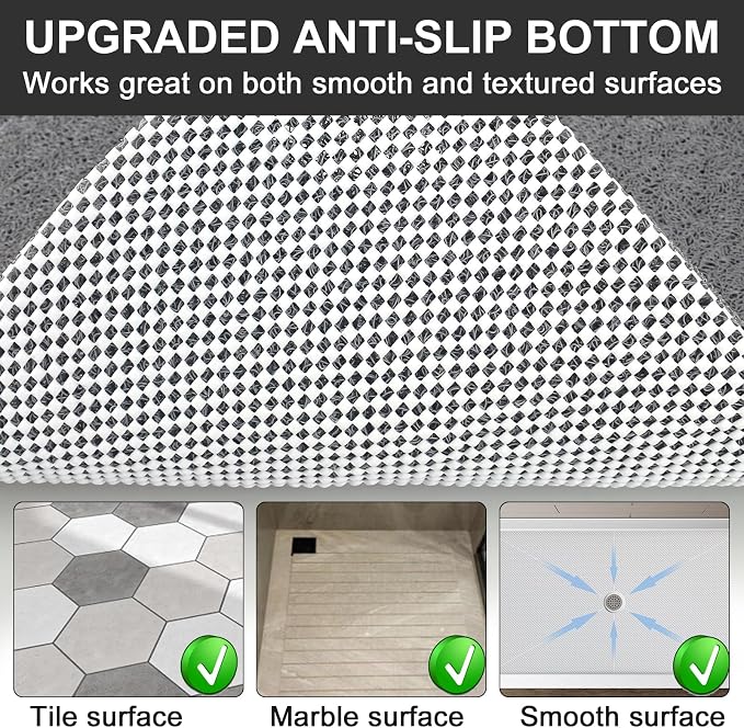 Extra Large Square Shower Mat for Inside Shower, 24 x 24 Inch Shower Floor Mat with Center Drain Hole, Designed for Walk-in Showers, Non-Slip Loofah Mat with Wide Coverage for Stable Standing