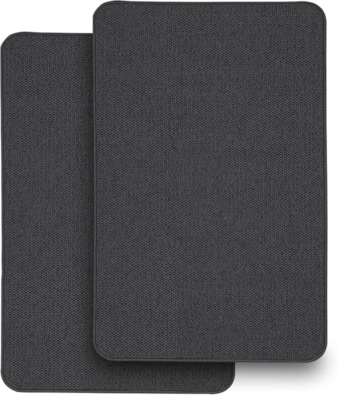 2 Pack Bathroom Rugs 17x27Inch, Thin Bath Mat with Rubber Backing Non-Slip, Absorbent,Quick Dry Machine Washable, Home Decor Accessories Cozy Cloth Bathroom Mat fit Under Door/Sink/Tub/Shower-Blue