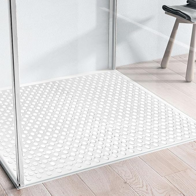 Extra Large Shower Mat, Yonala 47 x 32 Inch Non Slip Shower Mats for Inside Shower, Soft TPE Shower Floor Mat with Suction Cups and Drain Holes, Machine Washable Bathroom Shower Mat, Easy to Clean