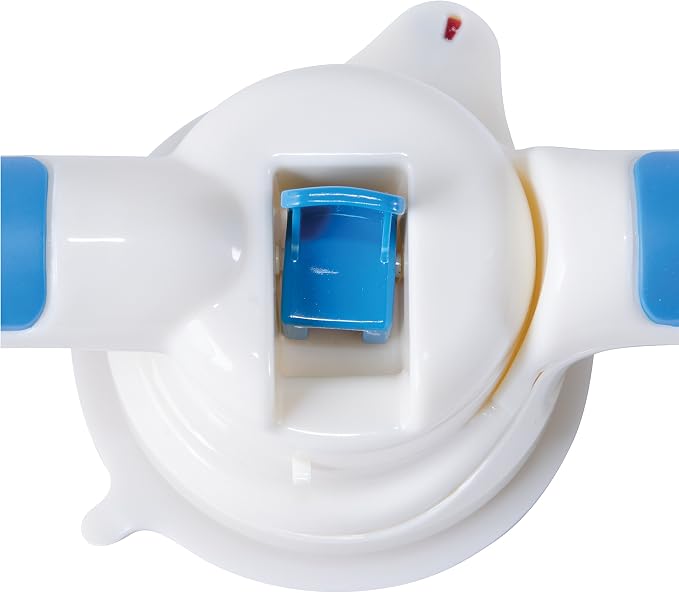 MABIS Shower Grab Bar, Swivel Bathroom Safety Grab Bar, Suction Cup Grab Bar with Safety Indicator, Easy No Tool Assembly, 19.5 Inches, Blue and White