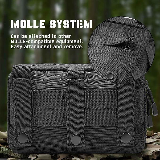 2 Pack 1000D Laser Cut Molle Pouches - Tactical Compact Water-Resistant Utility Admin Pouch for Vest Backpack Duty Belt Tactical Vests