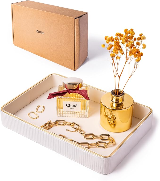 Perfume Tray Valet Tray Night Stand Bedside Organizer| Perfume Organizer Catchall| Perfume Trays for Dresser Vanity Tray for Dresser Countertop| Perfume Holder| Nightstand Organizer Women