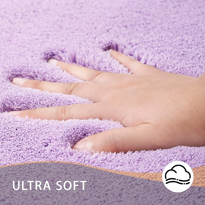 MINIDEAR Bathroom Rugs 36x24 Purple - Thick Memory Foam Bath Mat, Ultra Soft & Plush Fluffy, Non-Slip, Quick Dry, Absorbent Washable Floor Microfiber Mat for Tub, Home Decor Accessories