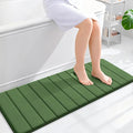 OLANLY Memory Foam Long Bathroom Rugs Runner 47x17, Super Soft Absorbent Bath Mat, Quick Dry, Machine Washable Shower Floor Rugs, Bathmat Carpet, Bathroom Home Decor Accessories, Olive Green